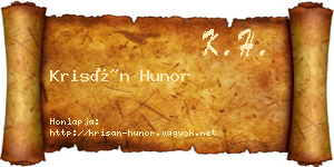 Krisán Hunor névjegykártya